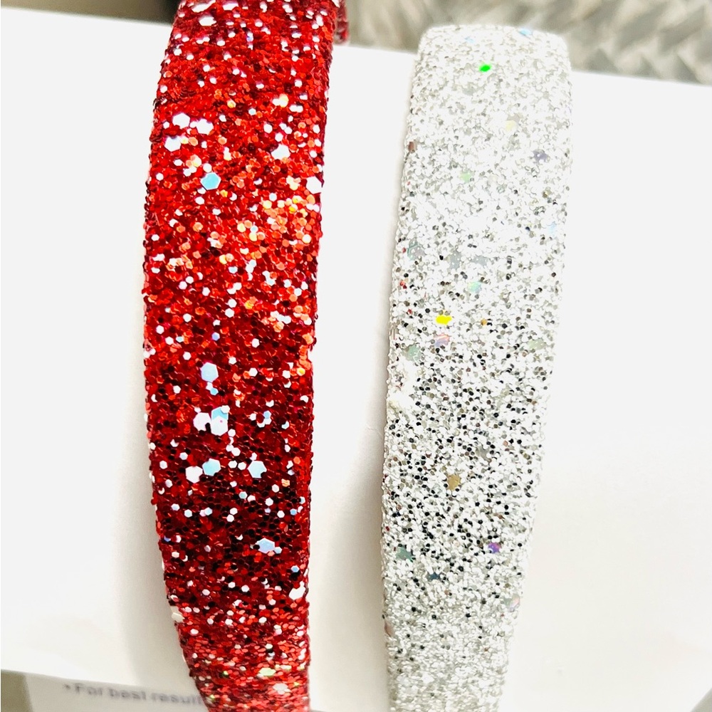 Valentine’s Day sparkle Red and Silver-white Glitter Boutique Headbands